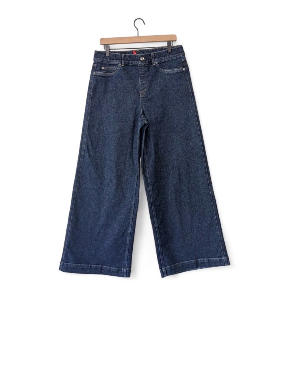 SPANX Wide-Leg Jeans in Dark Blue Denim